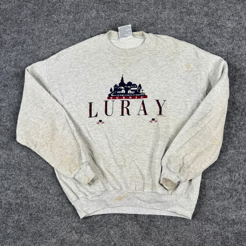 Gopher Sport Sweatshirt Mens XL Gray Scenic Luray Virginia Vintage USA Stained